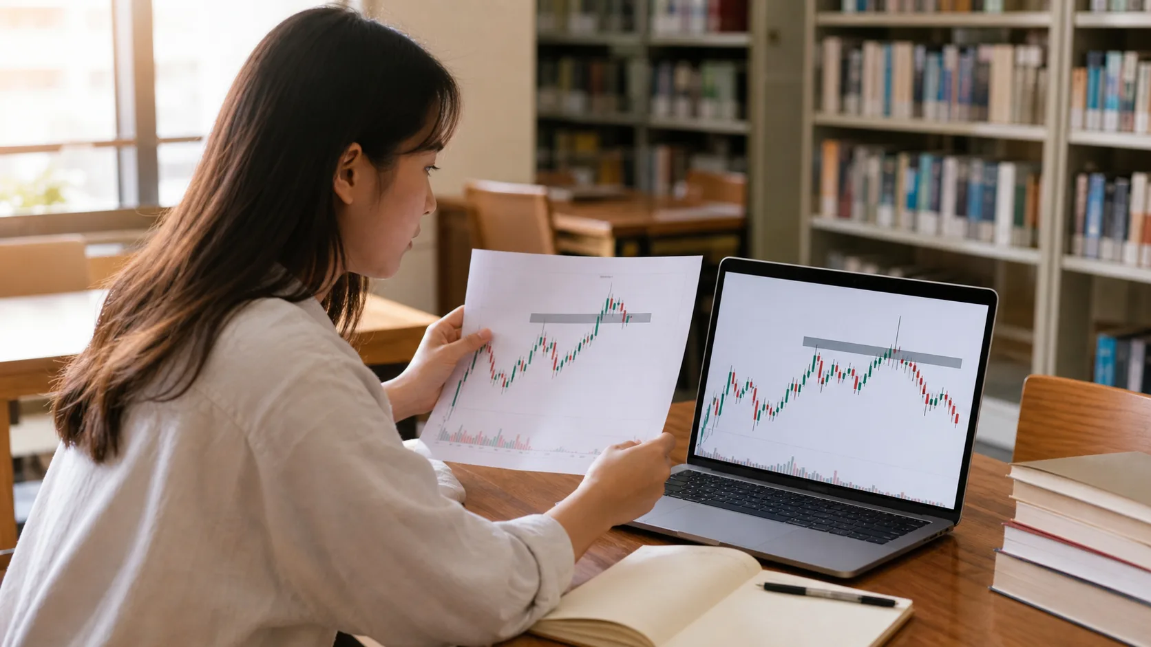 False Breakout là gì? 6 bẫy phá vỡ giả và cách xử lý Trader so sánh biểu đồ phá vỡ thật và phá vỡ giả trong thư viện