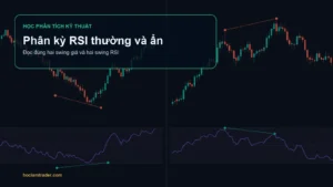 Biểu đồ so sánh giá và RSI trong phân kỳ RSI thường và phân kỳ ẩn