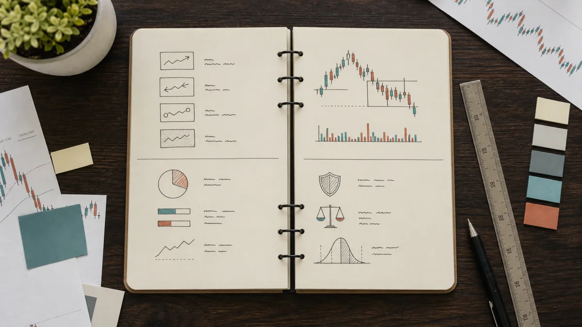 Thuật ngữ Trading A–Z: Từ điển Forex và phân tích kỹ thuật Sổ ghi chú chia nhóm thuật ngữ lệnh giao dịch biểu đồ và rủi ro