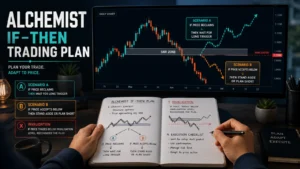 Trader planning bullish and bearish if-then scenarios at the same SNR zone