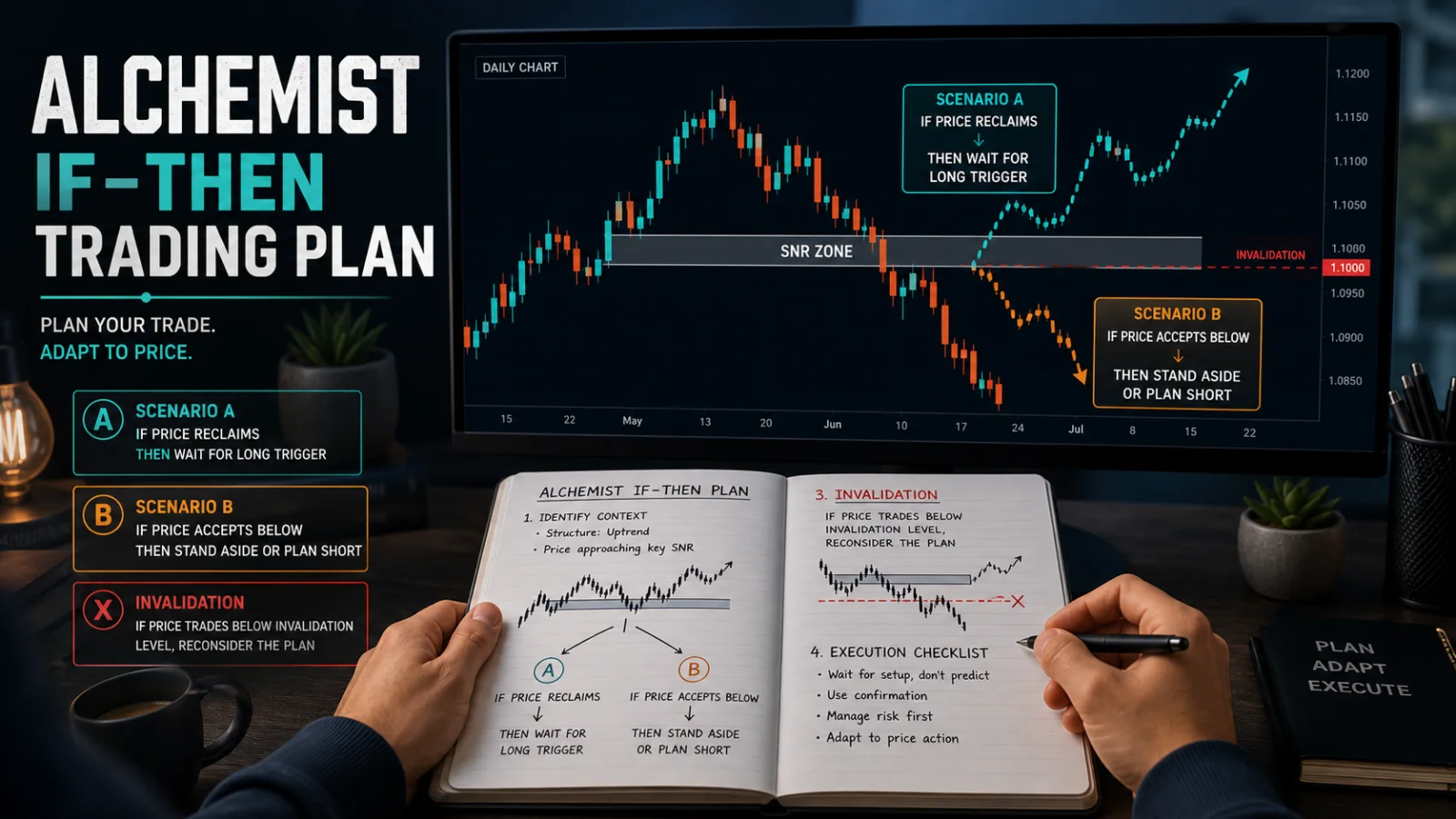 Trading plan một trang: Mẫu If–Then cho người mới Kế hoạch giao dịch If Then