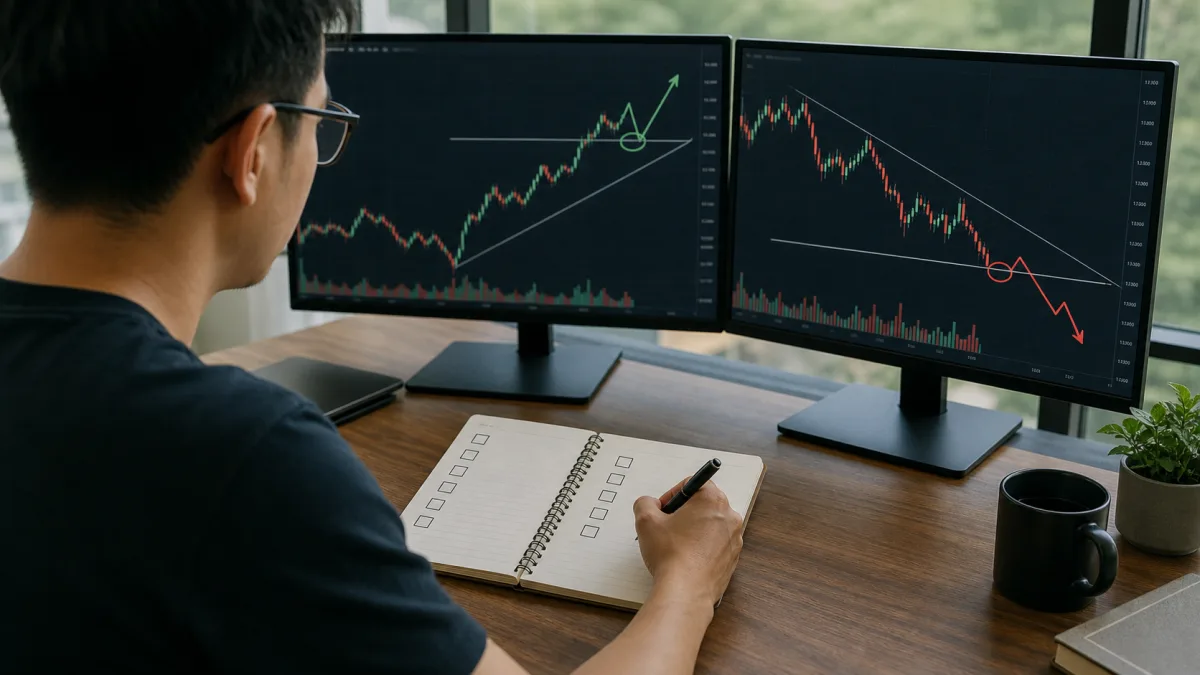 Alchemist If–Then Plan: Cách viết hai kịch bản trước phiên giao dịch Trader viết hai kịch bản tăng giảm với các ô kiểm tra trước phiên