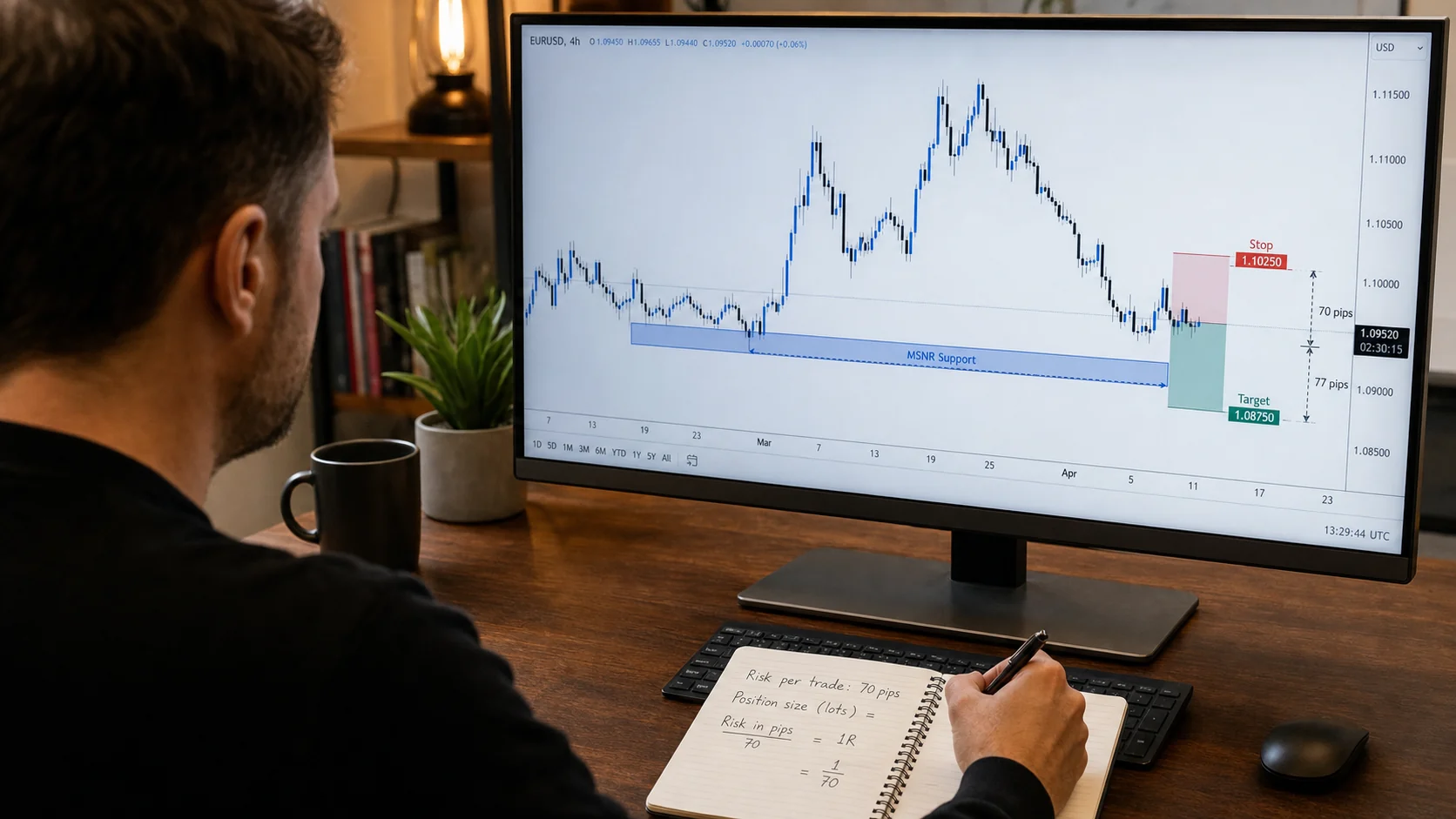 Alchemist POI Selection: Location, Freshness and Risk Trader measuring zone boundaries and invalidation distance on a chart