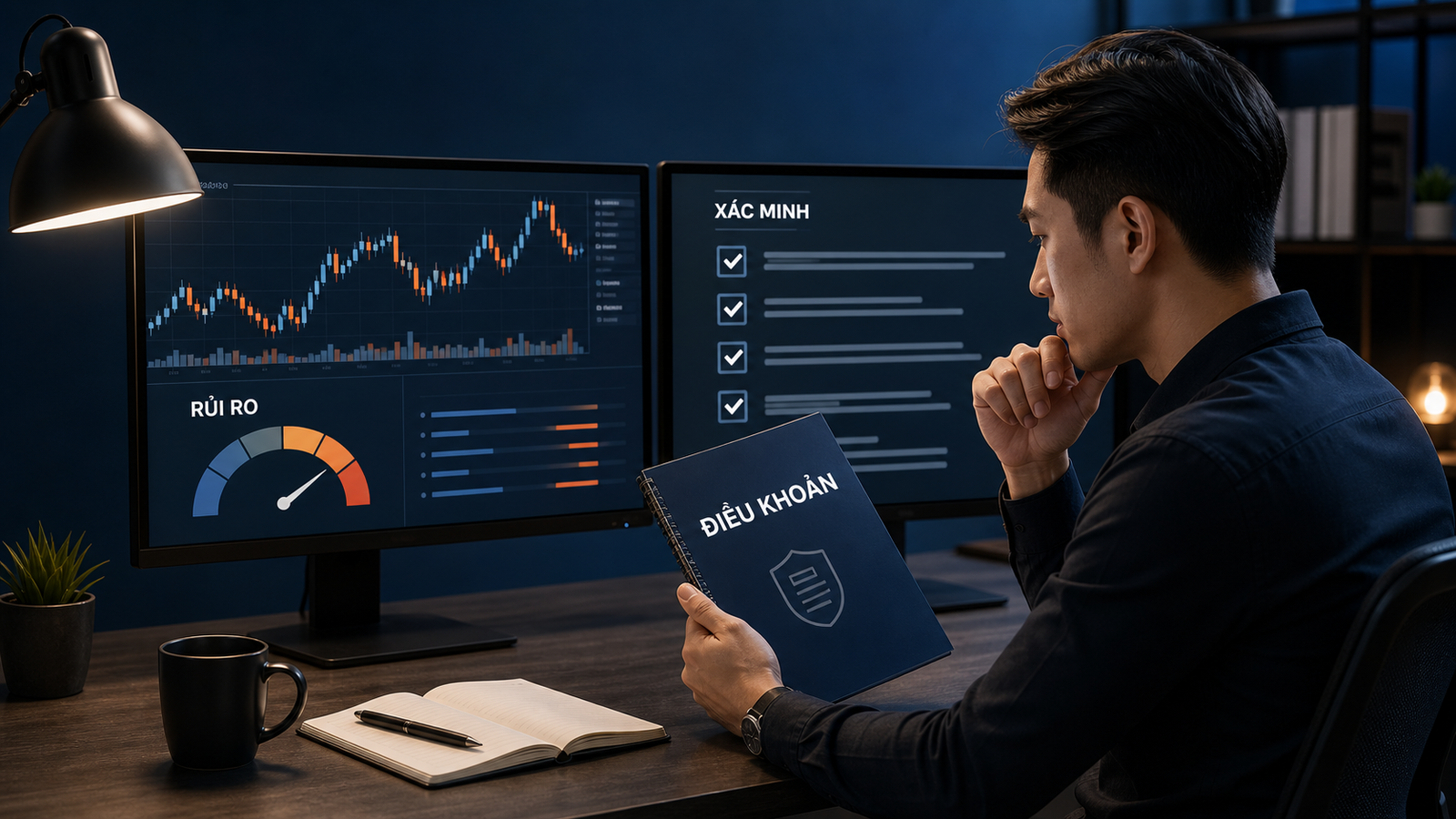 FundedNext Review: Terms, Simulation and Due Diligence Trader reviewing terms, risks and due-diligence checklist for FundedNext