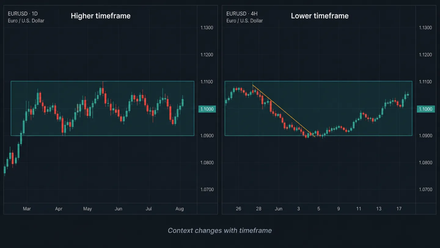 Cách nhận diện giai đoạn chu kỳ thị trường trên biểu đồ Biểu đồ range lower high và acceptance below range